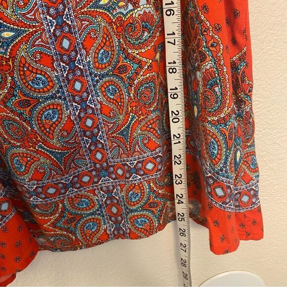 Verse sleeveless blouse tank Top red boho Paisley silky Rayon M - Picture 7 of 9